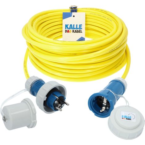 Kalle Verlängerungskabel Schuko 2,5mm² Extreme Signal Gelb Aquasafe IP68 20 Meter