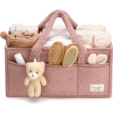 Organisateurs de canapés Pera Bella avec poignée, panier cadet pour baby shower jardin et remplissage, panier de rangement portable pour lingettes, articles indispensables pour la liste de naissance,  (1/5)