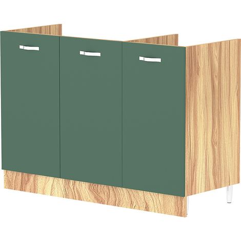 Mobile Sottolavello Cucina Componibile Mobiletto in Legno Colore Verde con 3 Ante (1/5)