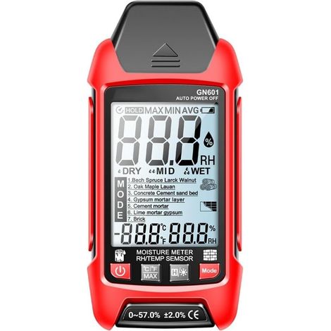 Medidor de humedad, comprobador de humedad digital con rango de 0-99,9% para madera y materiales de construcción con sonda de temperatura para una detección precisa de la humedad en proyectos de const (1/5)
