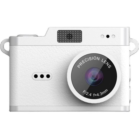 Câmera Mini Retro - Gravação de Vídeos HD 1080P e Fotos 8MP, Portátil: Design Colar ou Acessório de Bolsa, Gravação Discreta, Cor Branco