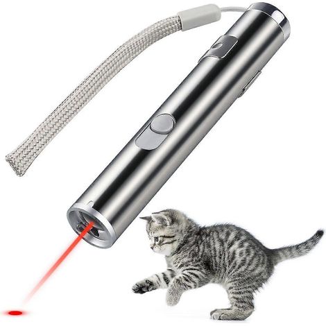 Jouet pour animaux de compagnie rechargeable par USB : pointeur laser pour l'entraînement des chats avec lampe torche LED (1/4)