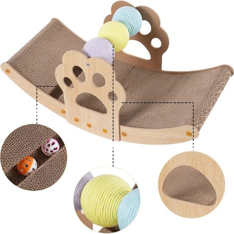 Griffoir pour chat, Design multifonctionnel, Construction durable, JAUNE (1/2)