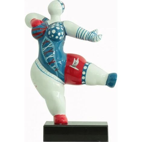 Statue femme dansant avec motifs bleu et rouge H33 cm - LADY PIRATE (1/2)