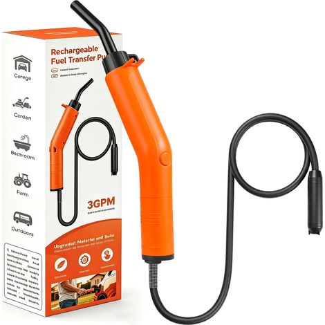 Pompe de Transfert de Carburant, Pompe à Siphon électrique Rechargeable USB Pompe à Essence Portable étanche Avec Tuyau, Pour Bidon D'essence, Diesel et Eau, Pompe de Transfert D'huile Ultra-rapide (1/5)