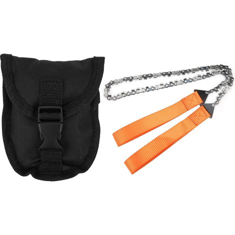Scie à main de poche d'extérieur, 11 dents, scie coulissante de survie, chaîne pour la coupe du bois, orange