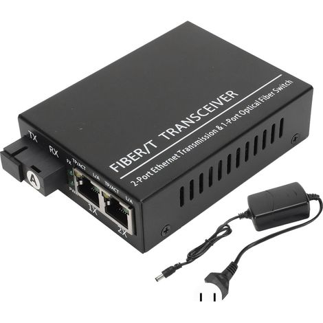 Convertisseur Fibre Optique Tx1310nm/Rx1550nm Monomode, Port RJ45 Émetteur-Récepteur 100-240V Prise US (1/5)