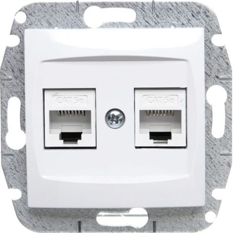 Prise double Carla pour ordinateur 2xRJ45 cat 5e blanche 1749-10