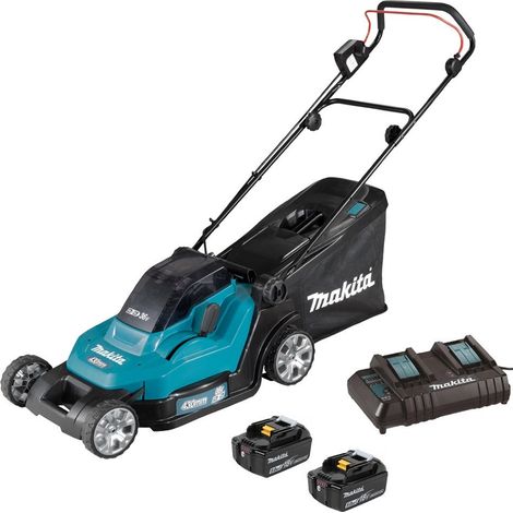 Makita DLM432CT2 Twin 18v / 36v LXT Cordless 43cm Lawn Mower Soft Start 2x 5AH