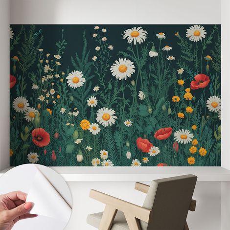 Carta da parati autoadesiva - impermeabile - murale da parete - decorazione murale - Fiori di campo 104x70 cm (1/5)