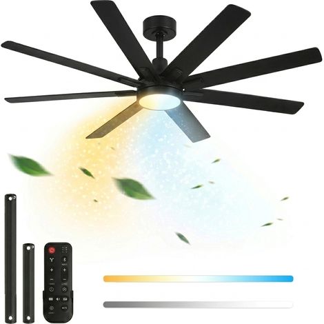 Aigostar Ventilatore Da Soffitto Luce Dimmerabile 8 Pale Nero Ø 165cm 79 Watt (1/5)