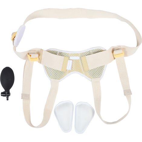 Ceinture herniaire inguinale gonflable pour homme adulte âgé, soutien de l'aine avec sac herniaire réglable. (1/5)