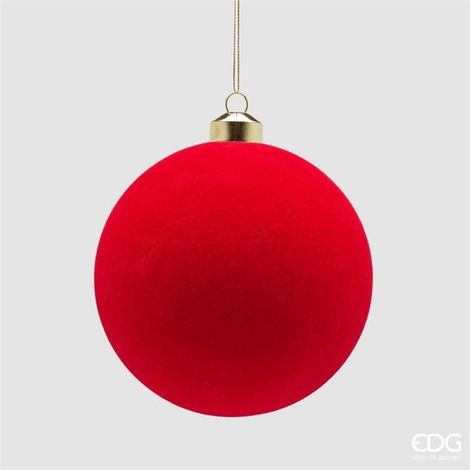 EDG Enzo De Gasperi Palline di Natale in Velluto Rosso Ø12 cm – Set 4 Pezzi (1/2)