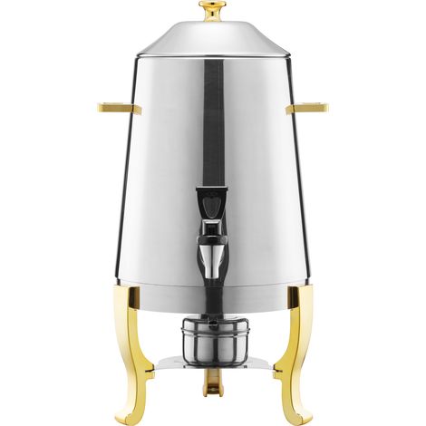 Mophorn Getränkespender aus Edelstahl (13 L) mit Alkoholbrenner, tropffreier Zapfhahn für heiße und kalte Getränke wie Kaffee, Tee oder Wasser – ideal für Gastronomie, Veranstaltungen und Feiern