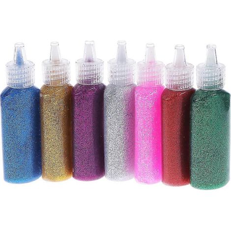 Ensemble de 7 pièces de colle pailletée, outils de peinture pour enfants pour bricolage, découpage de papier et fleurs artificielles (rouge/or/bleu/violet/vert/argent/rose) (1/5)