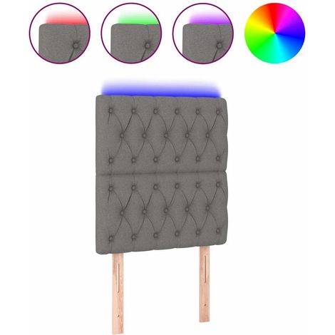 Maison Exclusive - Cabecero con luces LED tela gris oscuro 80x7x1 (1/5)