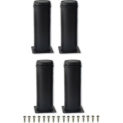 Pieds de meubles en acier inoxydable noir mat, lot de 4, 15 cm, hauteur réglable, avec embouts en caoutchouc, adaptés aux canapés et aux tables. (1/5)