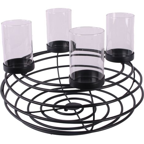 TrendLine Adventskranz Metall Ø 38 cm inklusive 4 Gläser
