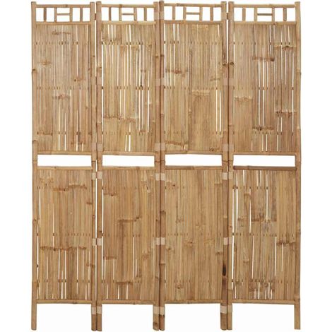 Cloison de séparation 4 panneaux-Paravent-Séparateur de pièce Bambou 160x180 cm (1/5)