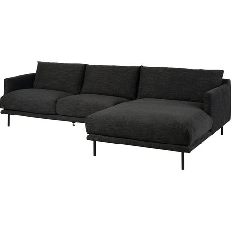 TRIENT Divano angolare - stoffa/ nera 285x161x81