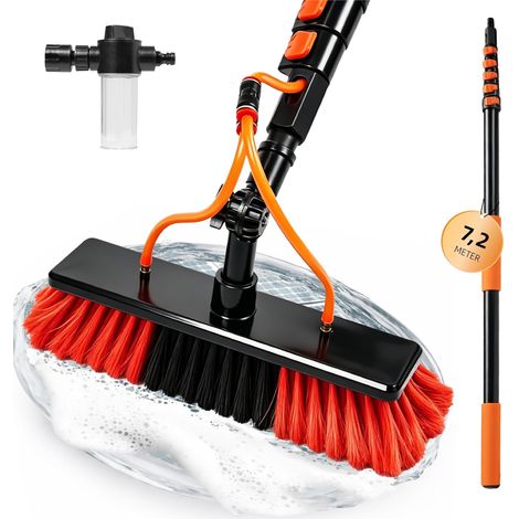 7.2 m Telescopic Roof Brush, Pole Cleaning Roofing 1 Piece Telescopic Handle 7.2 m with Water Connection, Telescopic Pole for Cleaning Solar Panels, Telescopic Brush
