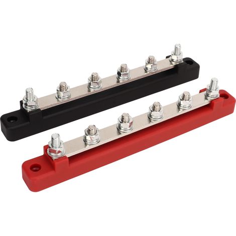 Stück Batteriesammelschienen, schwarz/rot, DC 12 V bis 48 V, 150 A, M6-Anschluss, 6-polig, für Wohnmobile, Autos, Schiffe und Yachten (1/5)