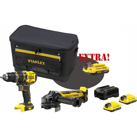 Kit Trapano Avvitatore con percussione Brushless a batteria 18V V20 SFMCD721B + Smerigliatrice a batteria 18V V20 Brushless SFMCG700B + Set energia + EXTRA OMAGGI FATMAXB. STANLEY