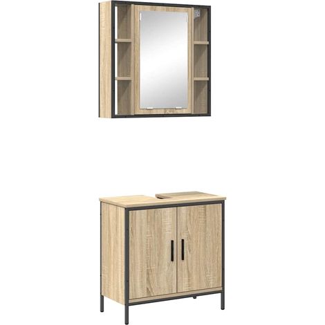 Maison Exclusive - Badezimmermöbel-Set mit Regal mit Tür 2 pcs Br
