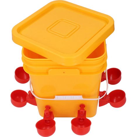 Abreuvoir automatique anti-déversement à remplissage automatique pour volailles (poulets, oiseaux, canards, oies, dindes) - Gobelets rouges (1/5)
