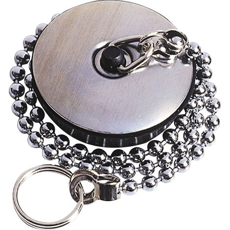 Wirquin – Bouchon d'évier Ø47 30724016 – Enjoliveur métal à chaînette 300 mm – Fermeture étanche – Compatible éviers standards