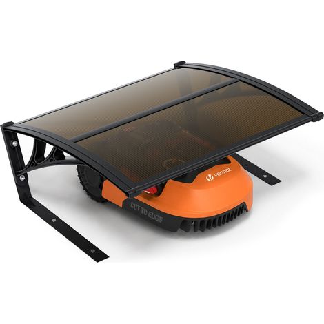 VOUNOT® Garaje para Robot Cortacésped 82x80x46cm Cobertura de Cortacésped Robótico con Pies Metal Refuerzo Alu Protección UV Marrón (1/5)