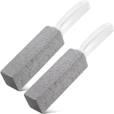Lot de 2 nettoyeurs de toilettes avec poignée ergonomique pour cuvette de toilettes, pierre ponce pour nettoyer les toilettes et éliminer les taches d'eau dure pour toilettes, piscine, salle de (1/4)