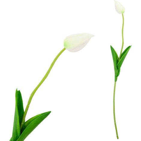 CV26799-1 Künstliche, gummibeschichtete Tulpen, weiß, wunderschön wie lebensecht, Schaumstoff-Tulpen, Tischdekoration