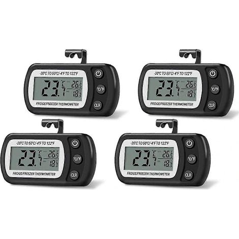Filiyano – support pour cuisine – Thermomètre numérique combiné réfrigérateur-congélateur (lot de 4) avec grand écran LCD et support pour cuisine. (1/5)
