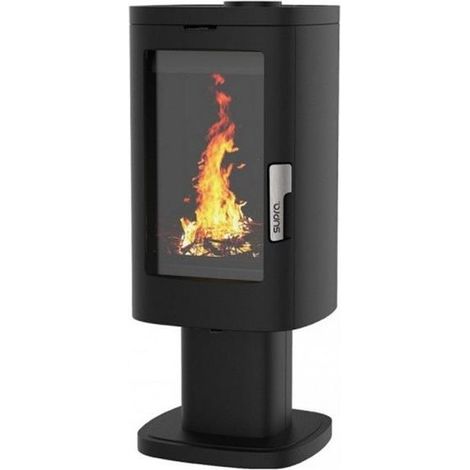 Supra – Poêle à bois 11,5 kW fonte noire – Design sur pied – Double combustion pour rendement optimisé – Sortie fumées Ø150 mm (1/4)