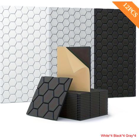 Panneaux acoustiques auto-adhésifs, paquet de 12, rembourrage insonorisant en Polyester 30 x 30 cm, panneaux muraux insonorisés haute densité (1/5)