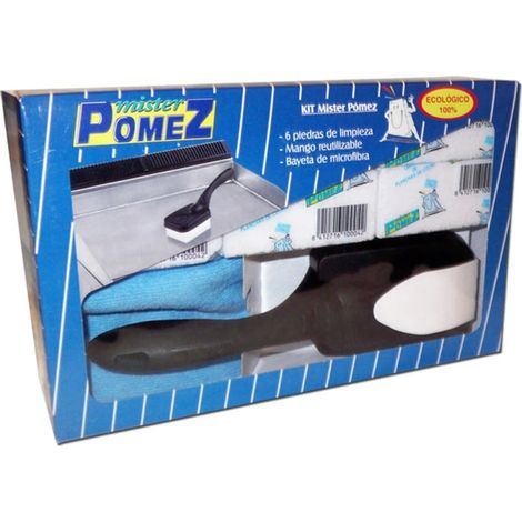Kit de limpieza Piedra Mister Pomez 6 bloques con mango y microfibra