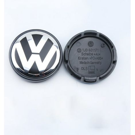 Enjoliveurs (lot de 4) compatibles avec les jantes Volkswagen standard de 56 mm. Cache-moyeux avec logo de voiture et enjoliveurs personnalisés. (1/4)