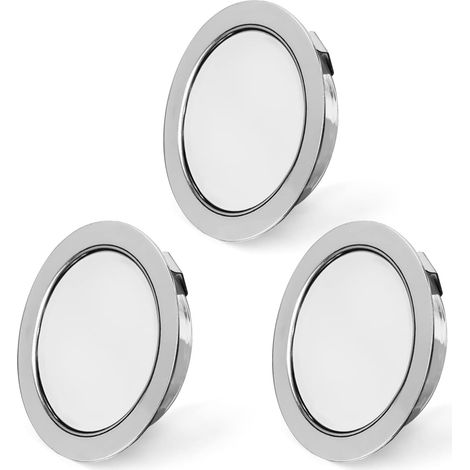 Spots Encastrables pour Meuble 230V IP44 4000K 15mm Spot de Bain 54-56mm 3.5W G4 Spots Plafond Extra Plat 15mm Blanche Neutre pour Hotte de Cuisine Salle de Bain 3PCS Chrome (1/5)