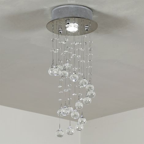 HOMCOM Crystal Ceiling Light Chandelier Spiral Rain Drop Pendant Lamp Metal (1/5)