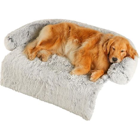 Lit pour chien XXL 110x105cm Peluche lavable antidérapant apaisant Marron clair