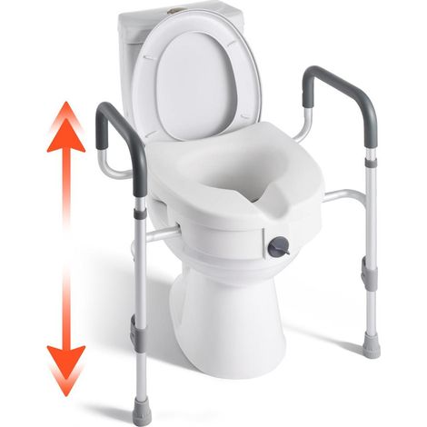 Rehausseur de Toilette avec Accoudoirs VEVOR Siège WC Surélevé 12,7 cm Cadre Aluminium Charge 159 kg Largeur Réglable (1/5)