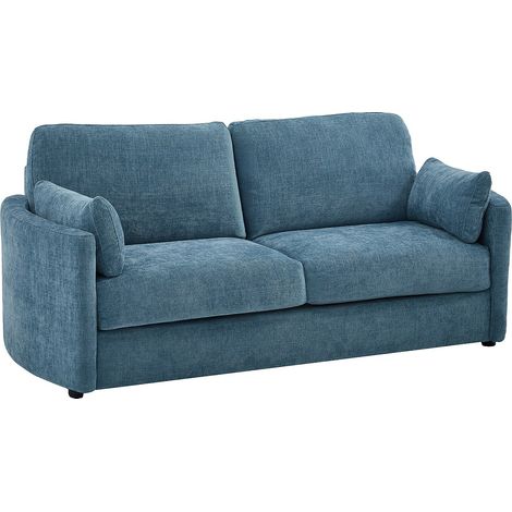 Divano letto 3 posti express Letto 140 cm Materasso 12 cm memory foam in tessuto testurizzato blu - BAGOMI