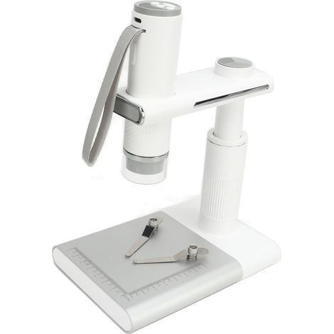 Microscope numérique sans fil grossissement 50-1000x HD 2MP WiFi USB avec caméra, 8 LED réglables et support blanc (1/5)