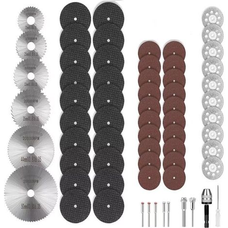 Mini Disque Diamant à Tronçonner & Mini Lame de Scie Circulaire HSS & Mini Disque de Coupe en Résine (3mm Mandrins) pour Bois Pierre Métal - Paquet de 66Pcs (1/5)
