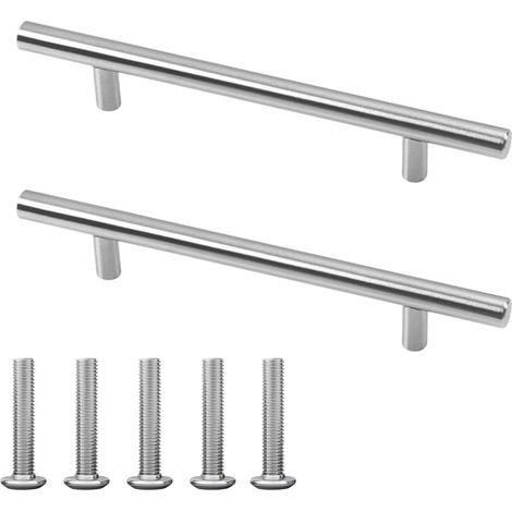 Set mit 2 Türknöpfen aus Edelstahl, Küchenmöbelgriffe, silberfarbene Türknöpfe aus Edelstahl, Zuggriffe für Küchenschubladen und -türen, Lochabstand