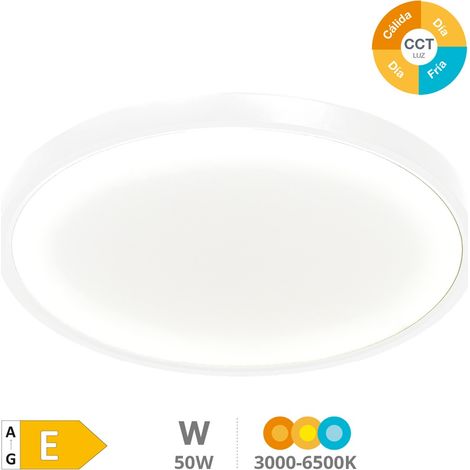 Plafón de techo LED "Belair" (50W 3CCT 5500lm) IP44/IK4 Ø400x25mm color blanco (1/5)