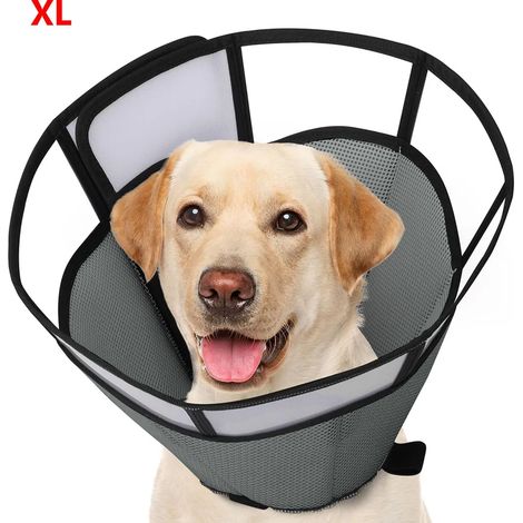 Collier cervical pour chien XL, gris, respirant, plusieurs tailles, léger et confortable, protection optimale. (1/5)