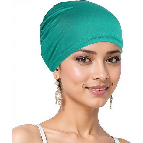 Chapeau pour femme, antidérapant, foulard doux, élastique, respirant, plissé, toutes saisons, bleu roi (1/5)