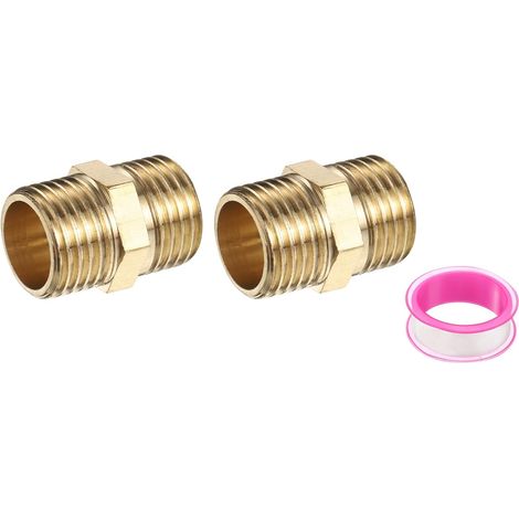 2Pcs Raccord De Tuyau En Laiton 1/4" BSP Male x 1/4" BSP Male (1/5)